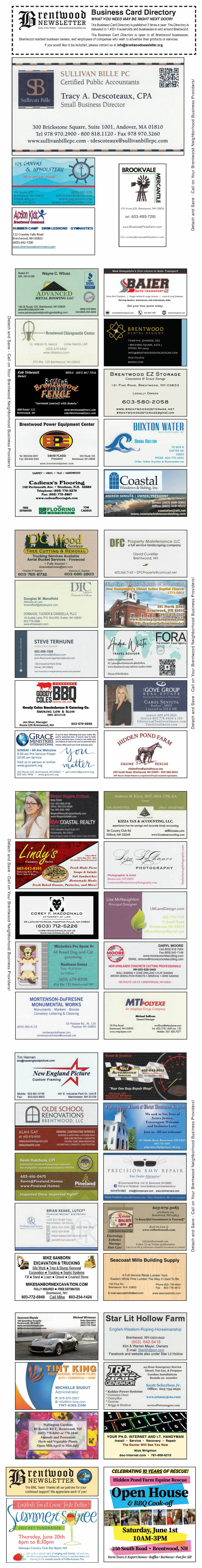 Brentwood, NH, business card directory