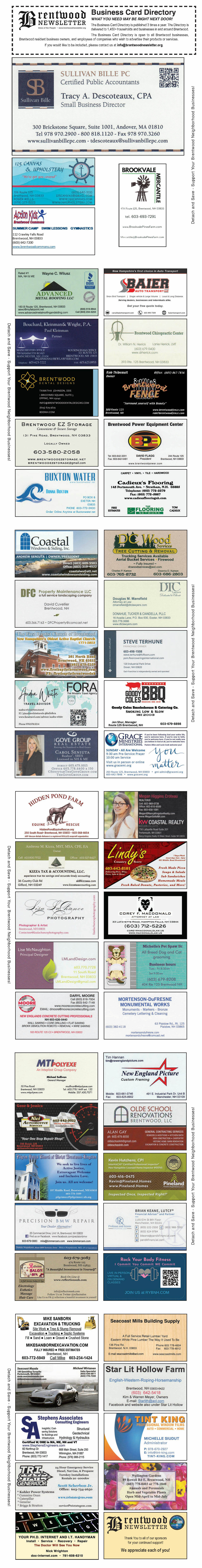 Brentwood, NH, business card directory